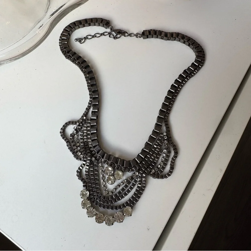 Bike Chain Rhinestone Necklace - Picture 2 of 5